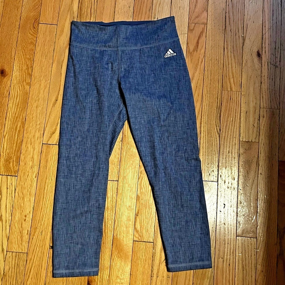 Adidas Climalite Blue Elastic Waist Athletic Capri Leggings Size S T52-30